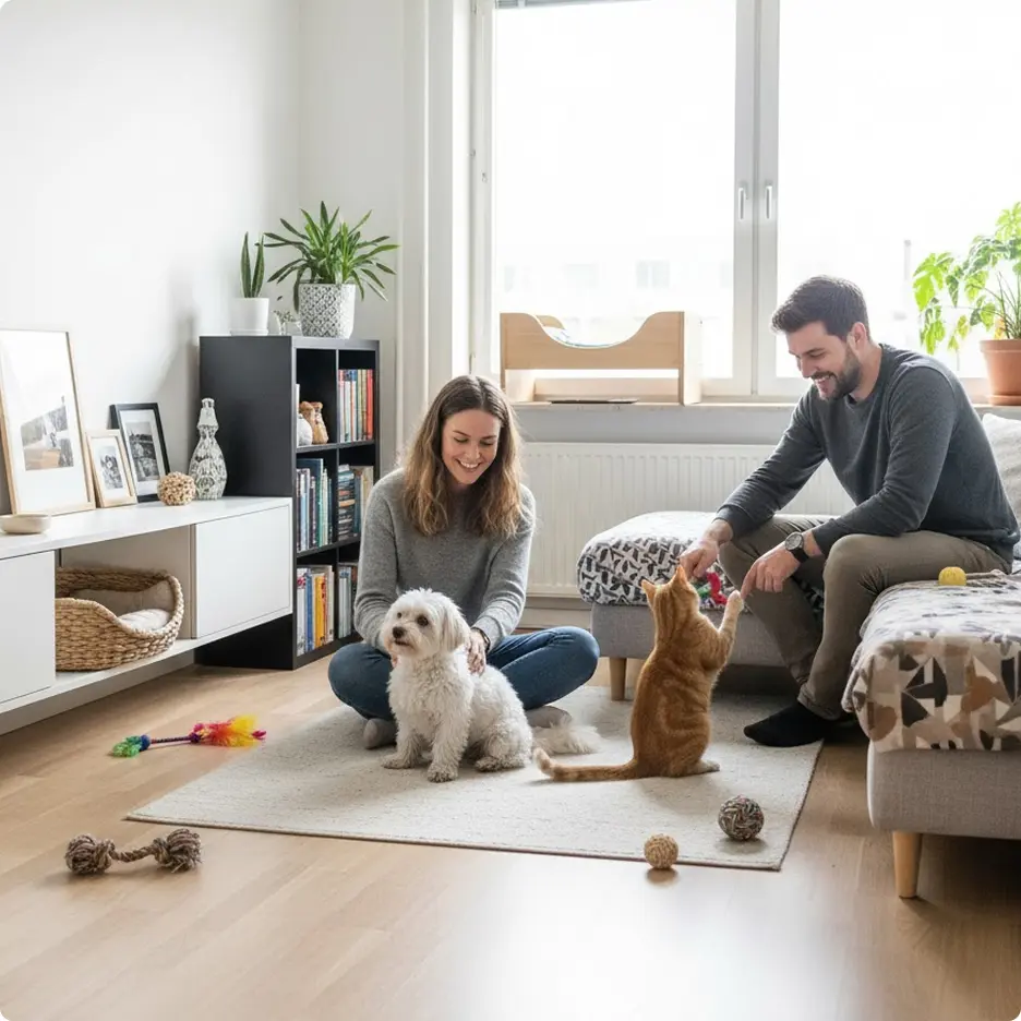 Familia feliz em frente a uma casa protegida por um seguro residencial